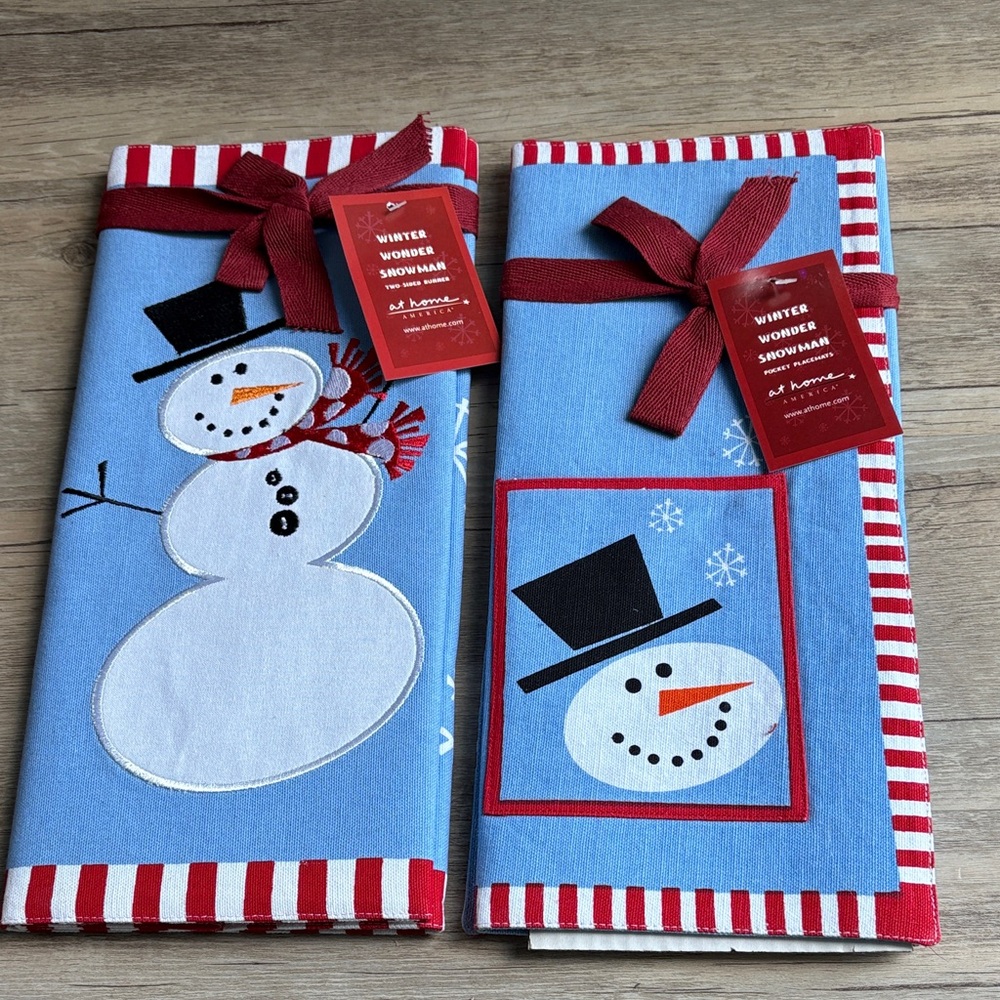 At Home Table runner & Placemats Winter Wonder Snowman collection